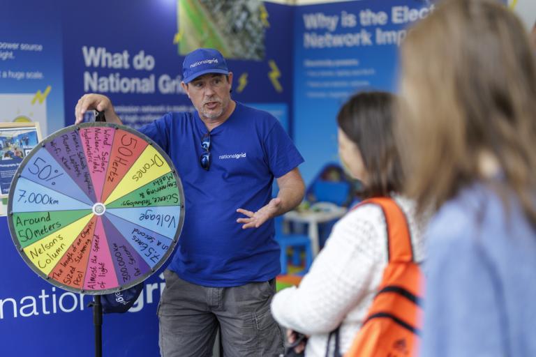 man spinning wheel